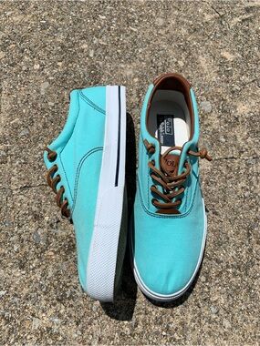 POLO RALPH LAUREN Canvas/Leather “Vaughn” Deck Shoe (SZ 10) Tiffany Teal